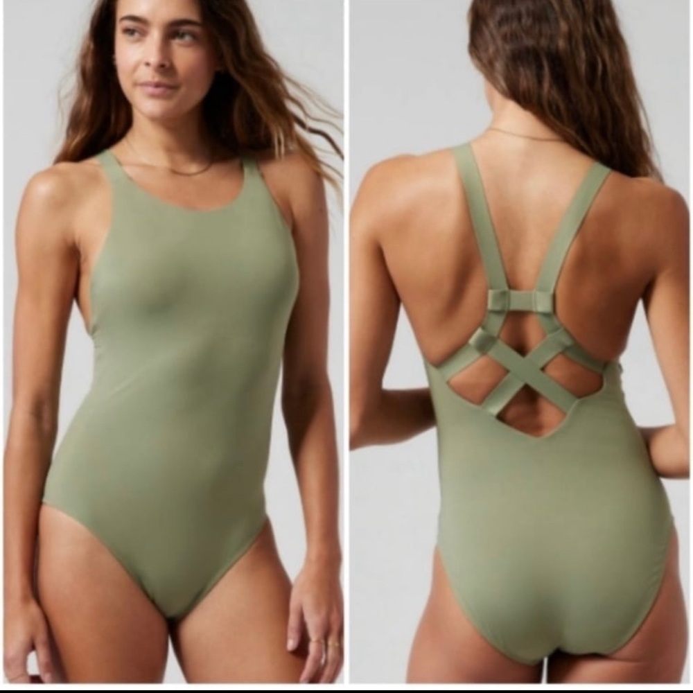 Athleta NWT Palm One Piece Swimsuit in Eucalyptus Olive